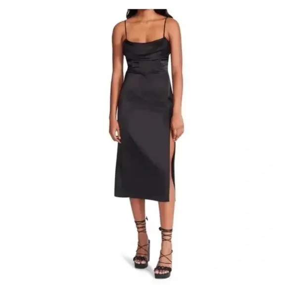 knee length dresses for ladies Katherine Black Off-Shoulder Corset Midi Dress main image 1